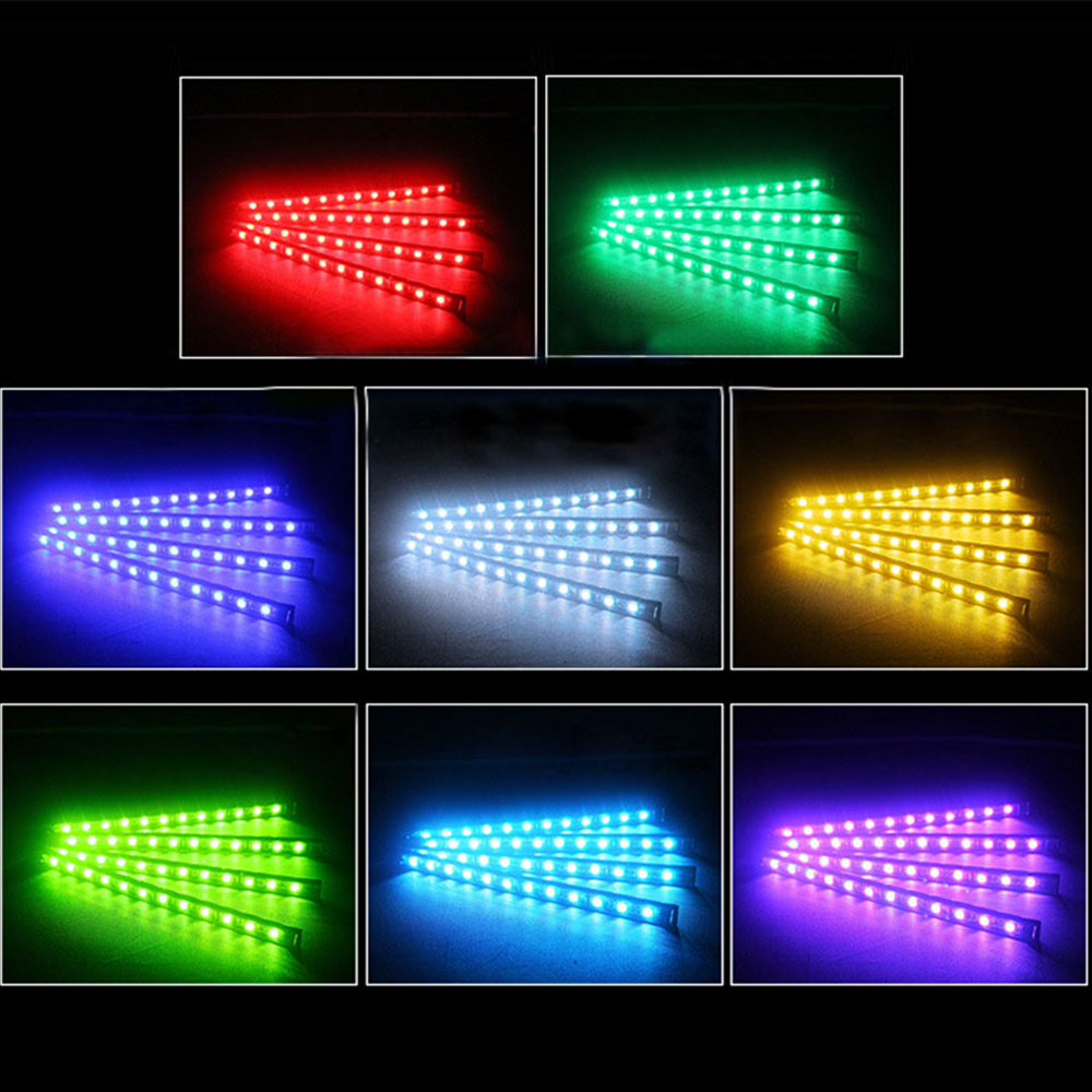 DC12V 4X12LEDs One Tow Four Car Atmosphere Light Colorful RGB Car Cigarette Lighter USB Voice Control Remote Control Atmosphere Light DC12V 4X12LEDs One Tow Four Car Atmosphere Light Colorful RGB Car Cigarette Lighter USB Voice Control Remote Control Atmosphere Light